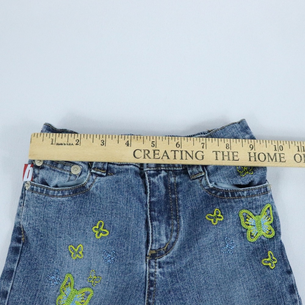 Y2K Bongo Blue Jeans Embroidered Green Butterflies Girls size 5 - Picture 5 of 7
